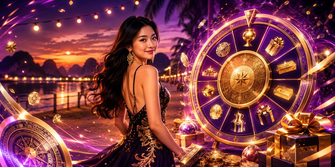 Màn hình quay số jackpot neon rực rỡ tại một điểm giải trí ban đêm ở Ninh Bình